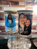 Personalized Design on 40oz Glass Mug (Glass Straw & Wooden lid included)